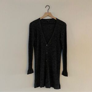 Eileen Fisher Wool Linen Grey Long Button Down Sweater Cardigan